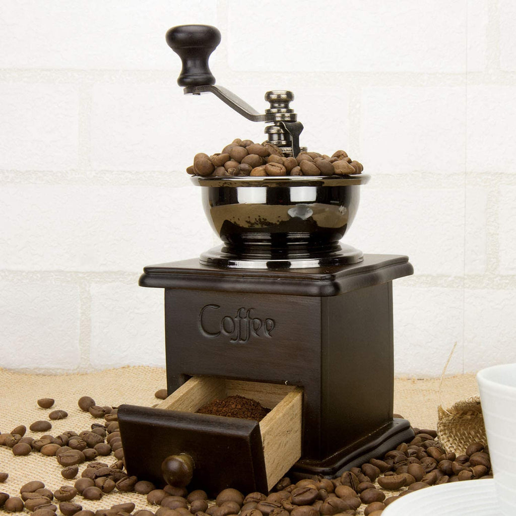 Manual Wooden Coffee Grinder with Drawer - HeBrews Coffee